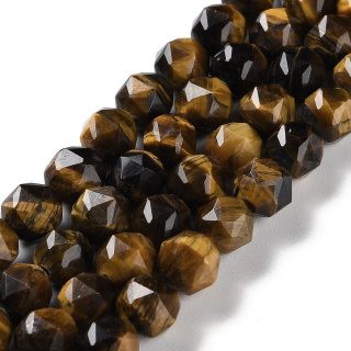 Tiger's eye faceted ball with hole 7-8 mm 4 pcs.
