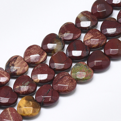Red jasper faceted heart with hole 10x10 mm 2 pcs Red jasper faceted heart with hole 10x10 mm 2 pcs
