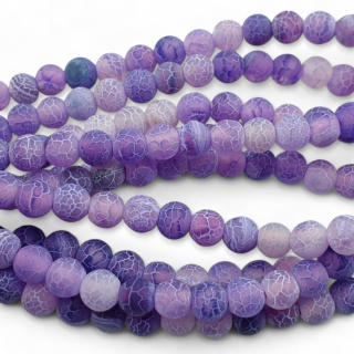 Agate etched purple ball 6 mm cord