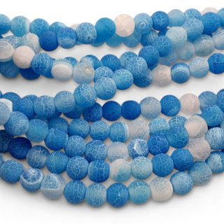 Agate etched blue ball 6 mm cord