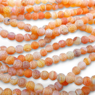Agate etched orange ball 6 mm string