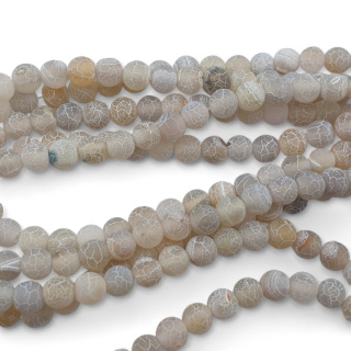 Agate etched grey ball 6 mm cord