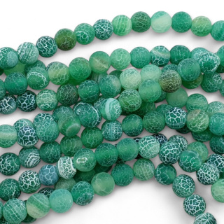 Agate etched green ball 6 mm cord