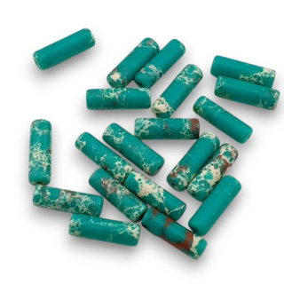 Jasper imperial cylinder green 13x4 mm 2 pcs