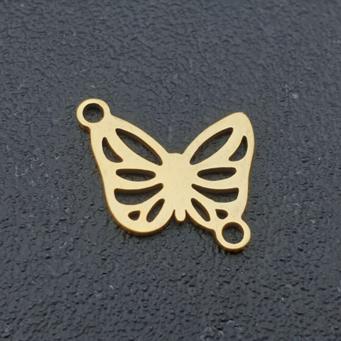 Butterfly link in surgical steel 19.5x13 mm 1 piece gold colour Butterfly link in surgical steel 19.5x13 mm 1 piece gold colour