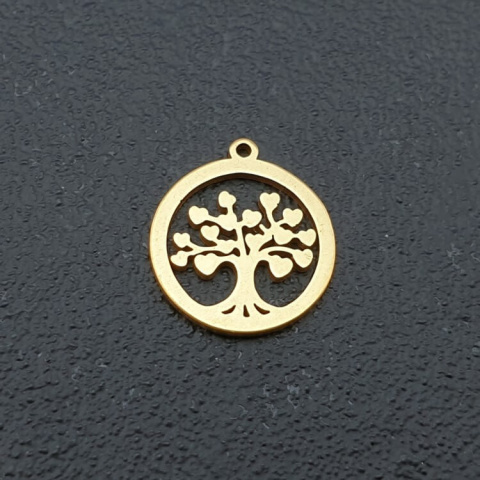 Tree pendant stainless steel 14x12 mm 1pc gold colour Tree pendant stainless steel 14x12 mm 1pc gold colour