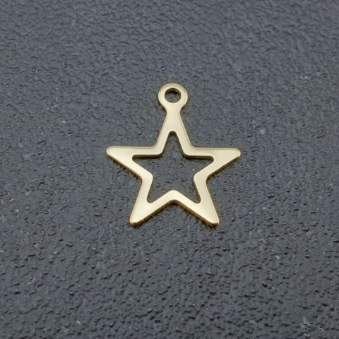 Star pendant surgical steel 14x12x0.6 mm 1pc gold colour Star pendant surgical steel 14x12x0.6 mm 1pc gold colour