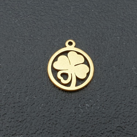 Clover pendant surgical steel 12x10 mm 1pc gold colour Clover pendant surgical steel 12x10 mm 1pc gold colour