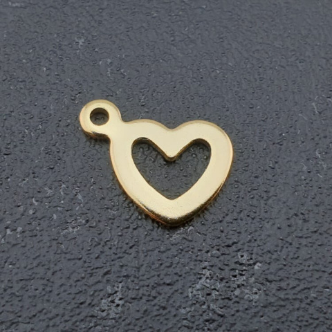 Heart pendant in surgical steel 10.5x14.5 mm 1pc gold colour Heart pendant in surgical steel 10.5x14.5 mm 1pc gold colour