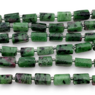 Zoisite with ruby irregular cylinder 10-13 mm 2 pcs