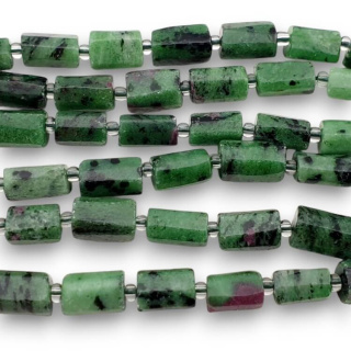 Zoisite with ruby irregular cylinder 10-13 mm 2 pcs