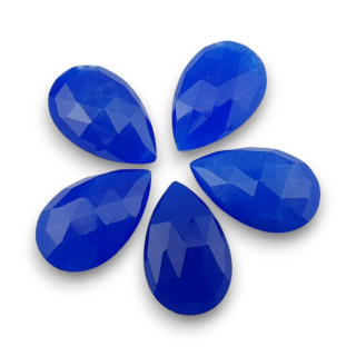 Jade royal blue faceted cabochon 26x16 mm 1 pcs