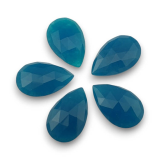 Jade teal faceted cabochon 26x16 mm 1 pcs