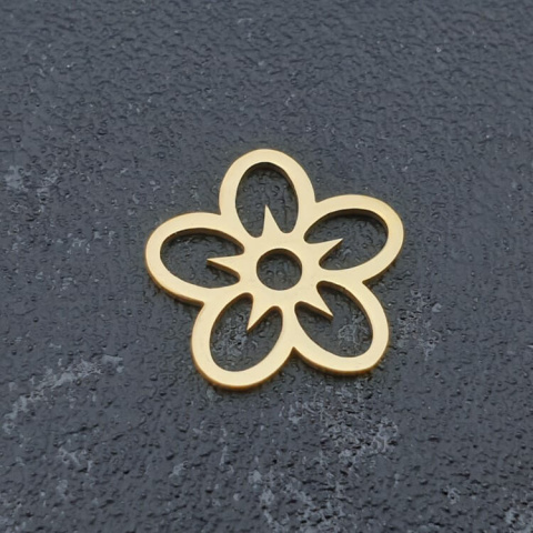 Connector pendant flower surgical steel 16x16 mm 1pc gold colour Connector pendant flower surgical steel 16x16 mm 1pc gold colour