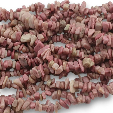 Rodonit różowy sieczka 3-8 mm sznurek 10 cm Rodonit różowy sieczka 3-8 mm sznurek 10 cm