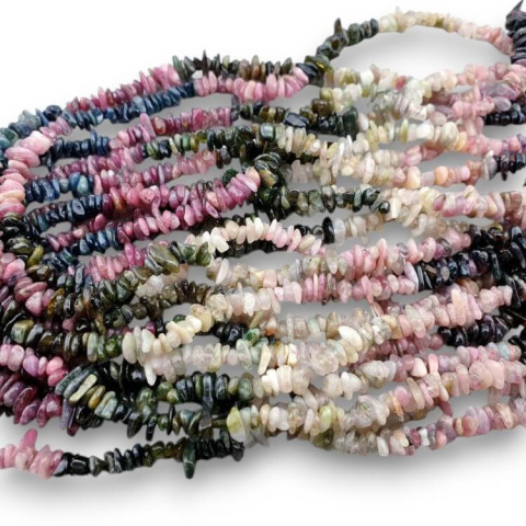 Multicoloured tourmaline chopped 3-6 mm cord 39 cm Multicoloured tourmaline chopped 3-6 mm cord 39 cm
