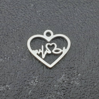 Heart pendant with pulse surgical steel 13x12 mm 1pc