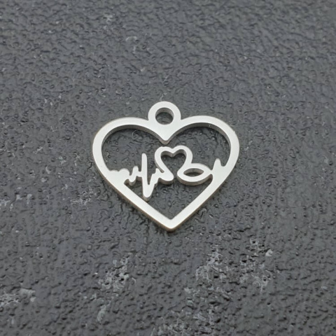Heart pendant with pulse surgical steel 13x12 mm 1pc Heart pendant with pulse surgical steel 13x12 mm 1pc