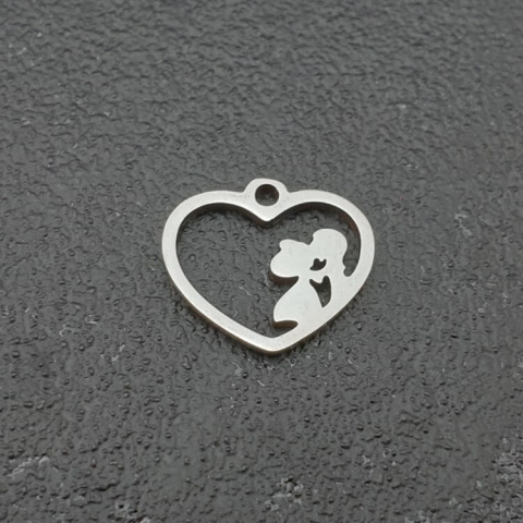 Pendant heart with couple stainless steel 13x12 mm 1pc Pendant heart with couple stainless steel 13x12 mm 1pc