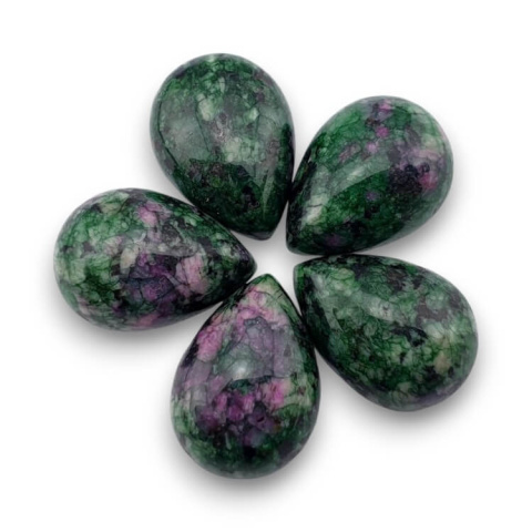 Zoisite with ruby cabochon teardrop 18x13 mm 1 pc Zoisite with ruby cabochon teardrop 18x13 mm 1 pc