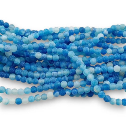 Agate etched blue ball 4 mm string