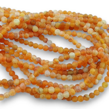 Agate etched orange ball 4 mm string
