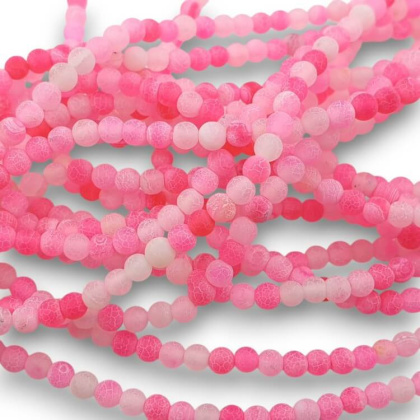 Agate etched pink ball 4 mm cord