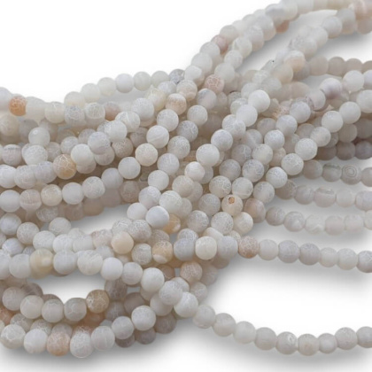 Agate etched grey ball 4 mm string