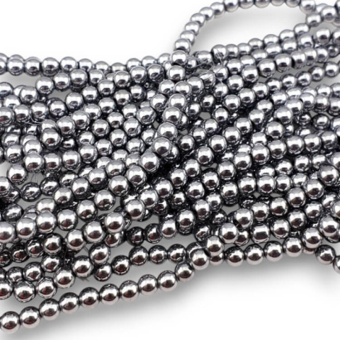 Hematyt srebrny kula 4 mm sznur Hematyt srebrny kula 4 mm sznur