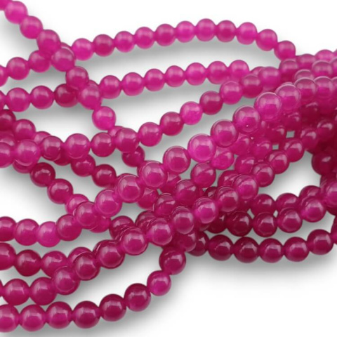 Jadeit fuksja kula 4 mm sznur Jadeit fuksja kula 4 mm sznur