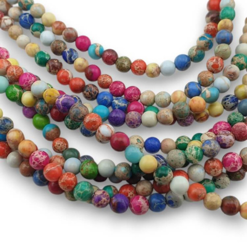 Jaspis cesarski mix kolor kula 4 mm sznur Jaspis cesarski mix kolor kula 4 mm sznur