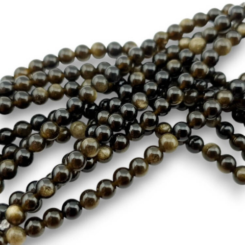 Obsidian gold ball 4 mm cord Obsidian gold ball 4 mm cord